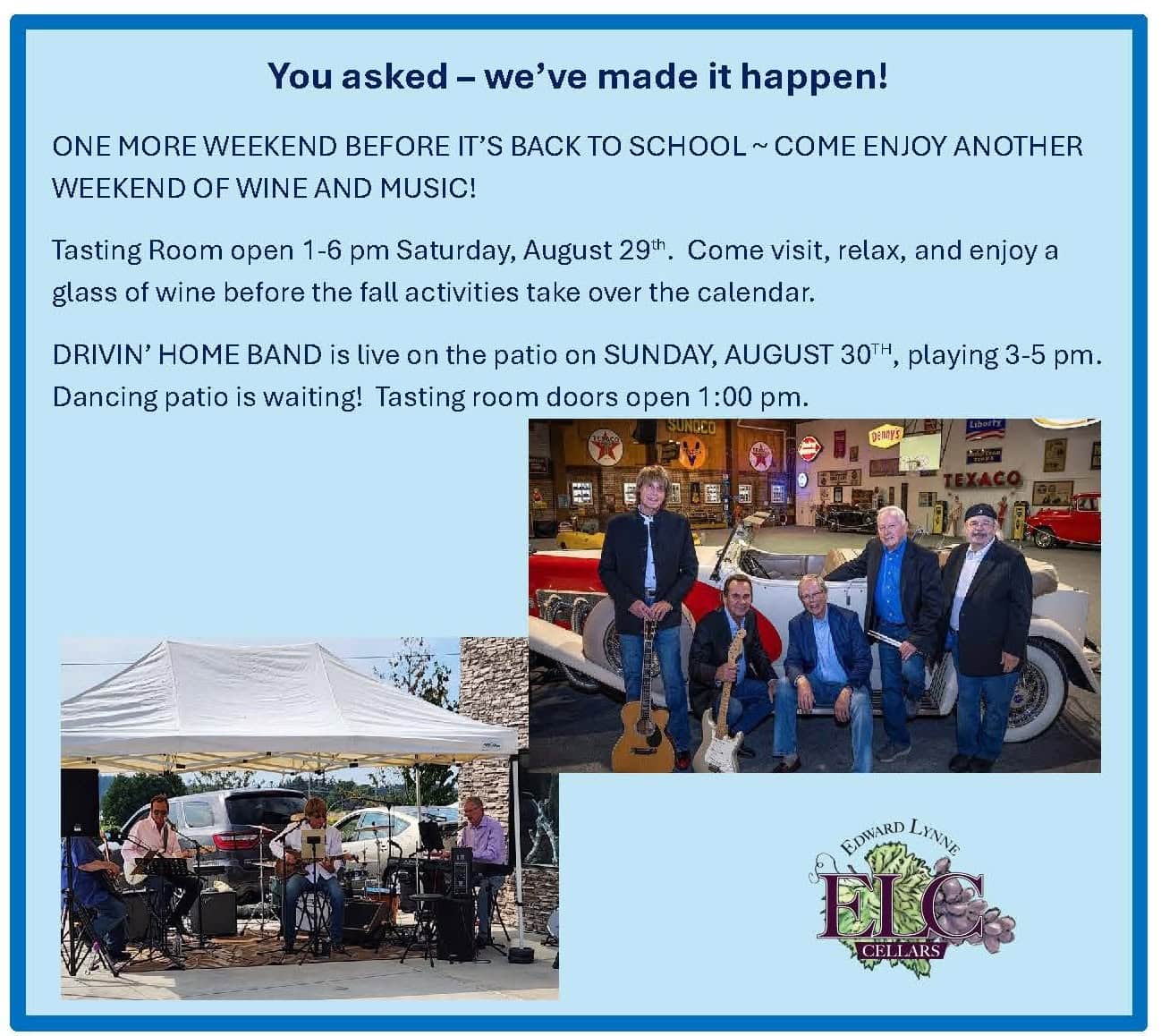 One More Weekend of live music at Edward Lynne Cellars